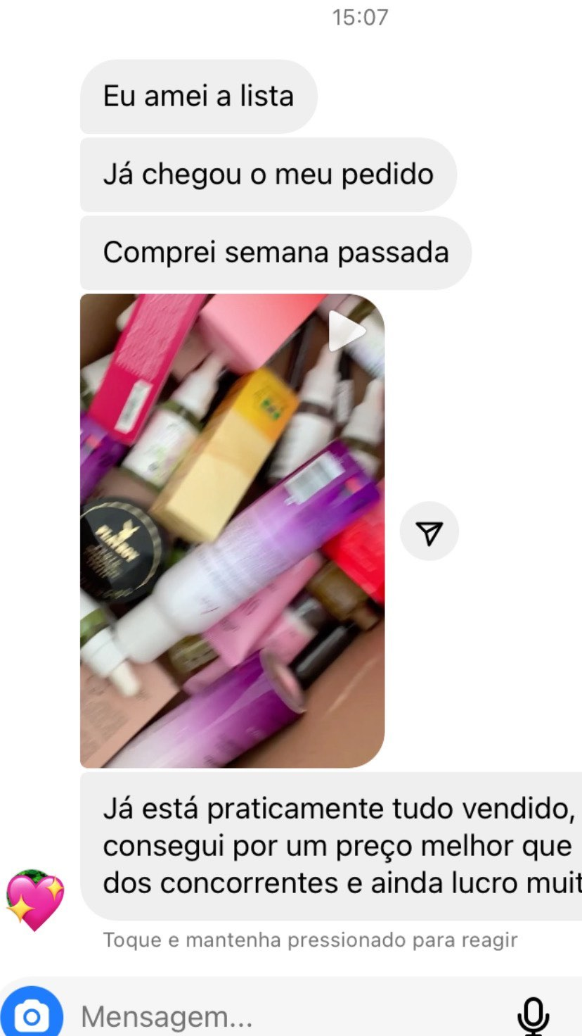 Cliente relatando sua experiência com a lista